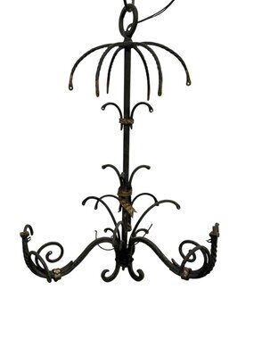 Antique Italian Style Metal Chandelier & Candleholders